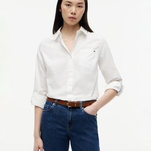 Tommy Hilfiger Women's Classic Poplin Roll-Tab Long-Sleeve Dress Shirt White